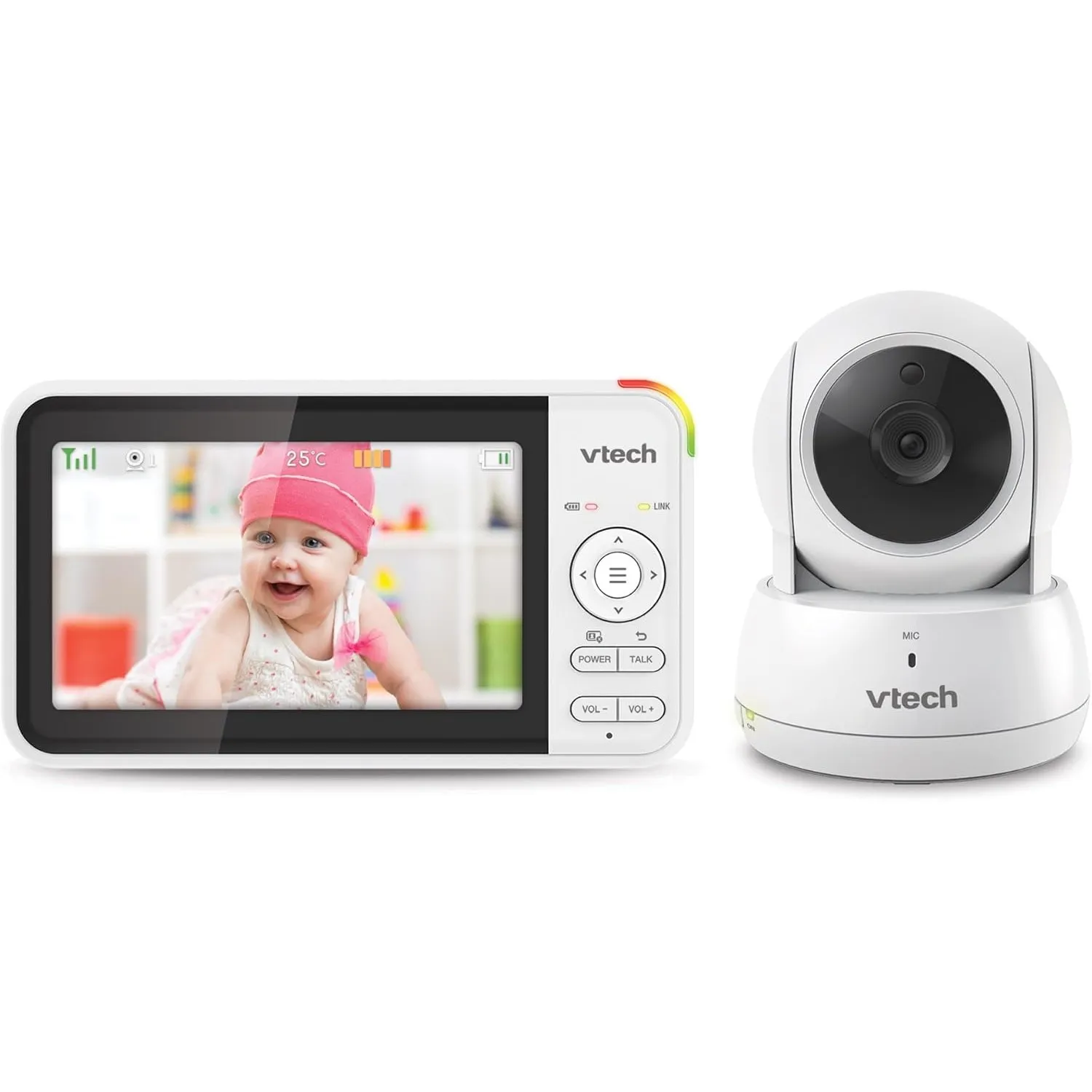 VTech VM924 Video Babymonitor mit Kamera, 5" LCD-Display, Lange Akkulaufzeit, Nachtsicht, 300 Meter Reichweite, Pan&Til…