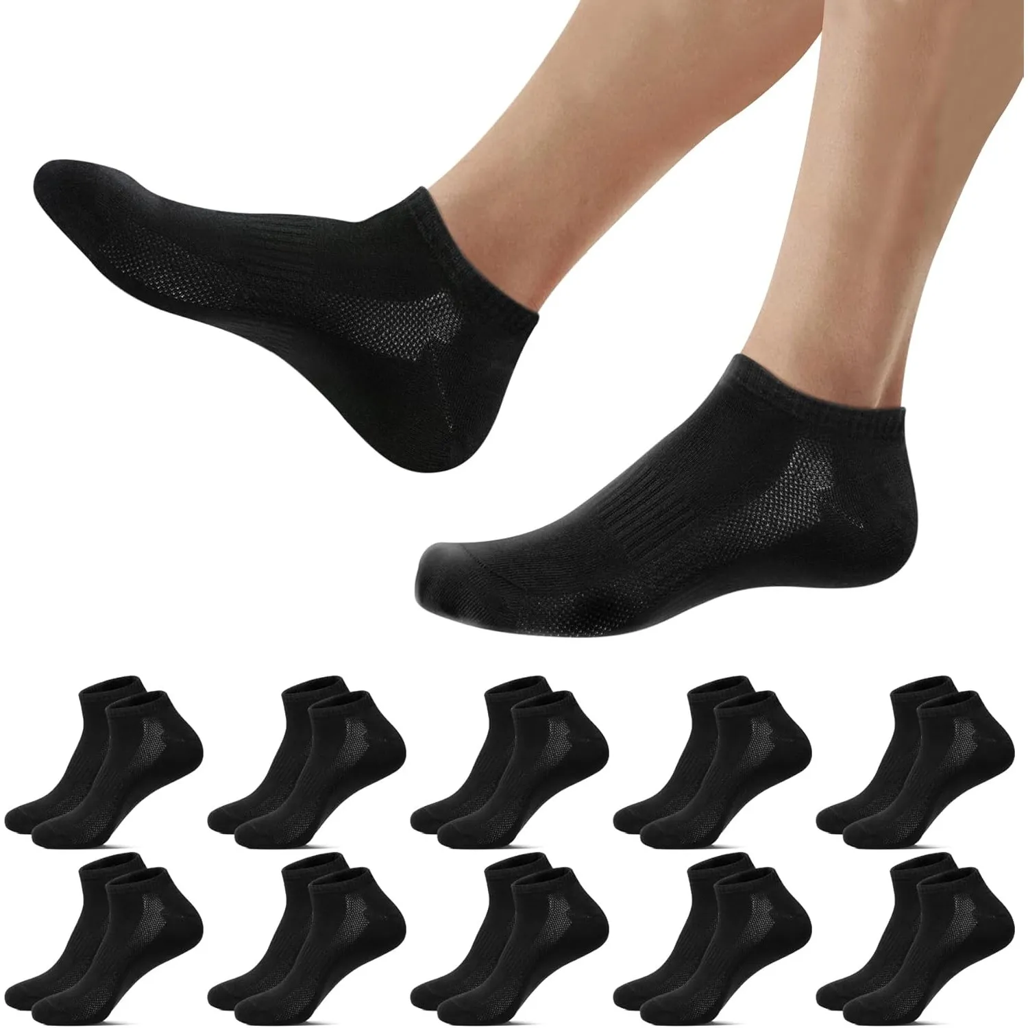Falechay 10 Paar Sneaker Socken Herren Damen Sportsocken Kurze Atmungsaktive Sneakersocken Baumwolle Halbsocken Unisex