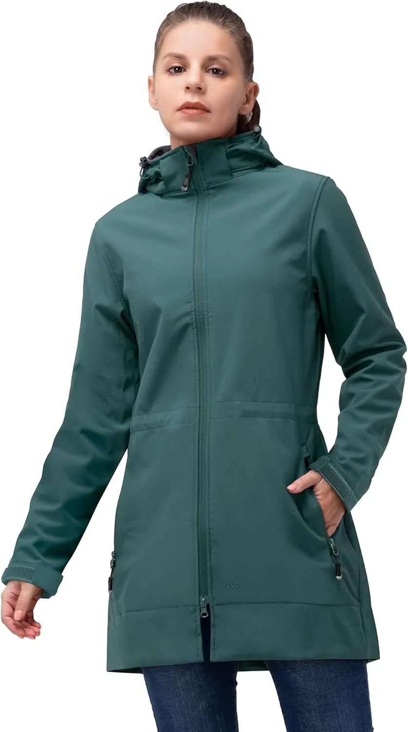 33,000ft Softshelljacke Damen Lange Übergangsjacke Wasserdicht Winddicht Softshellmantel Windbreaker Atmungsaktiv Wande…