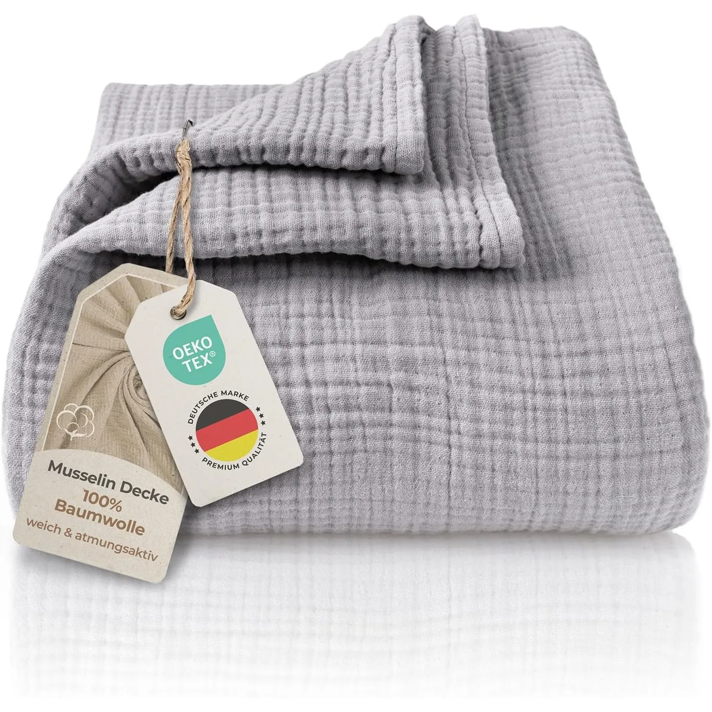 LAYNENBURG Premium Musselin Tagesdecke 150x200 cm - 100% Baumwolle - extraweiche, leichte Sommerdecke als Kuscheldecke,…