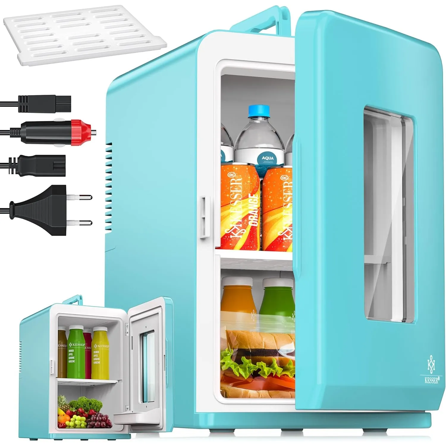 KESSER® 2in1 Mini Kühlschrank Kühlbox 15 Liter Kühl & Heizfunktion Tragbarer AC DC 220-240V/12V Steckdose & Zigarettena…