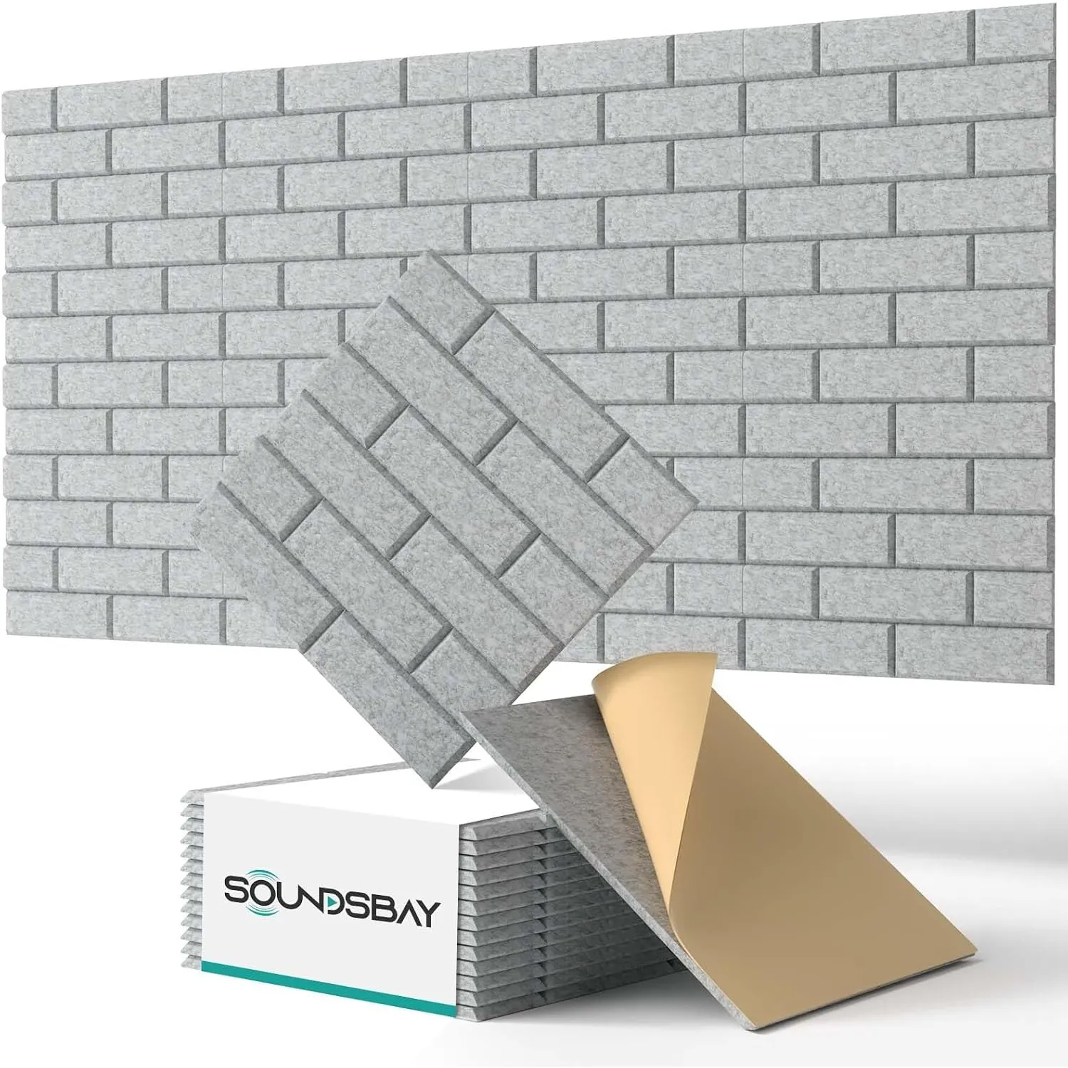 Soundsbay Akustikpaneele Selbstklebend 12 Stück Silbergrau 30x30x0.9cm | Schalldämmung Schallschutz Wand hoher Dichte S…