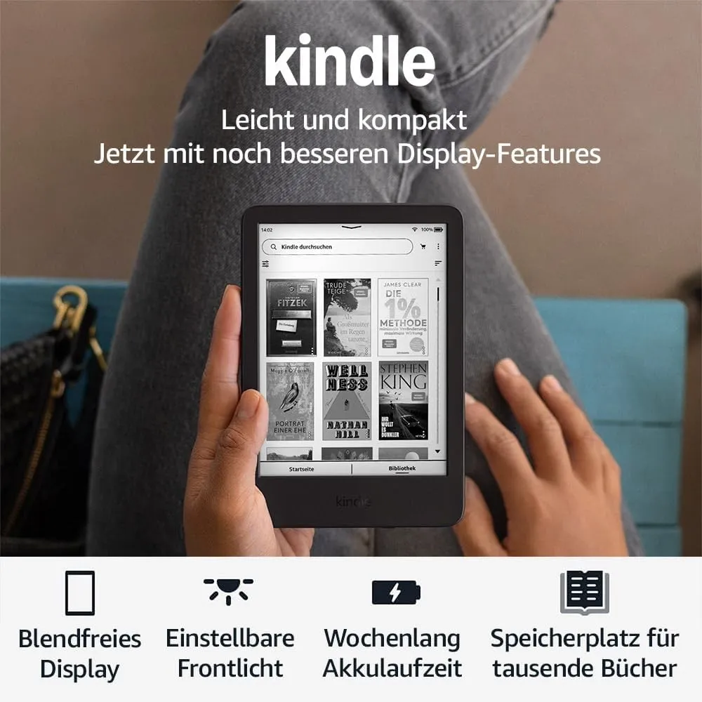 Amazon Kindle 16 GB (Version 2024) – Leicht und kompakt, mit schnellem Umblättern und hohem Kontrastverhältnis – mit We…