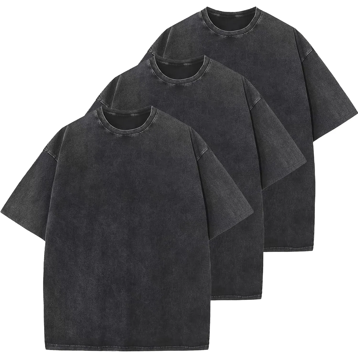 Oversized T-Shirt für Herren Heavy Baumwolle Regular Fit Basic Männer T-Shirt Set Casual Sommer Tops