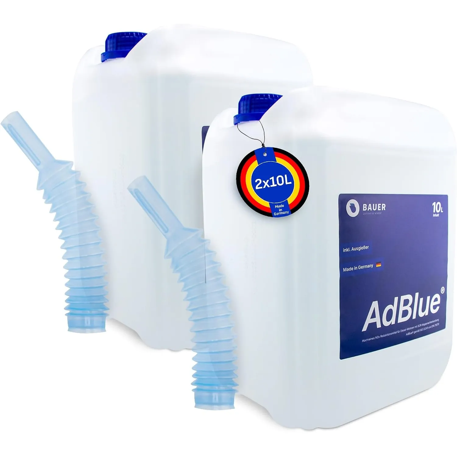 Adblue – 2x10 Liter Kanister mit Flex-Ausgießer – für Diesel Motoren – Herstellung nach ISO 22241 – Premium Harnstofflö…