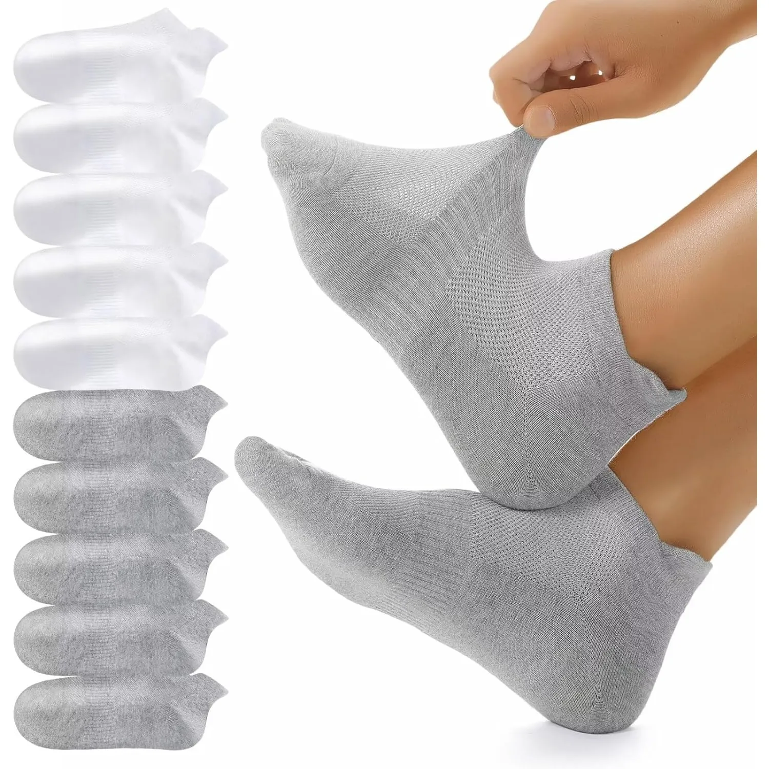 YouShow 10 Paar Sneaker Socken Herren Damen, Atmungsaktive Baumwolle Socken, Kurz Sportsocken Laufsocken