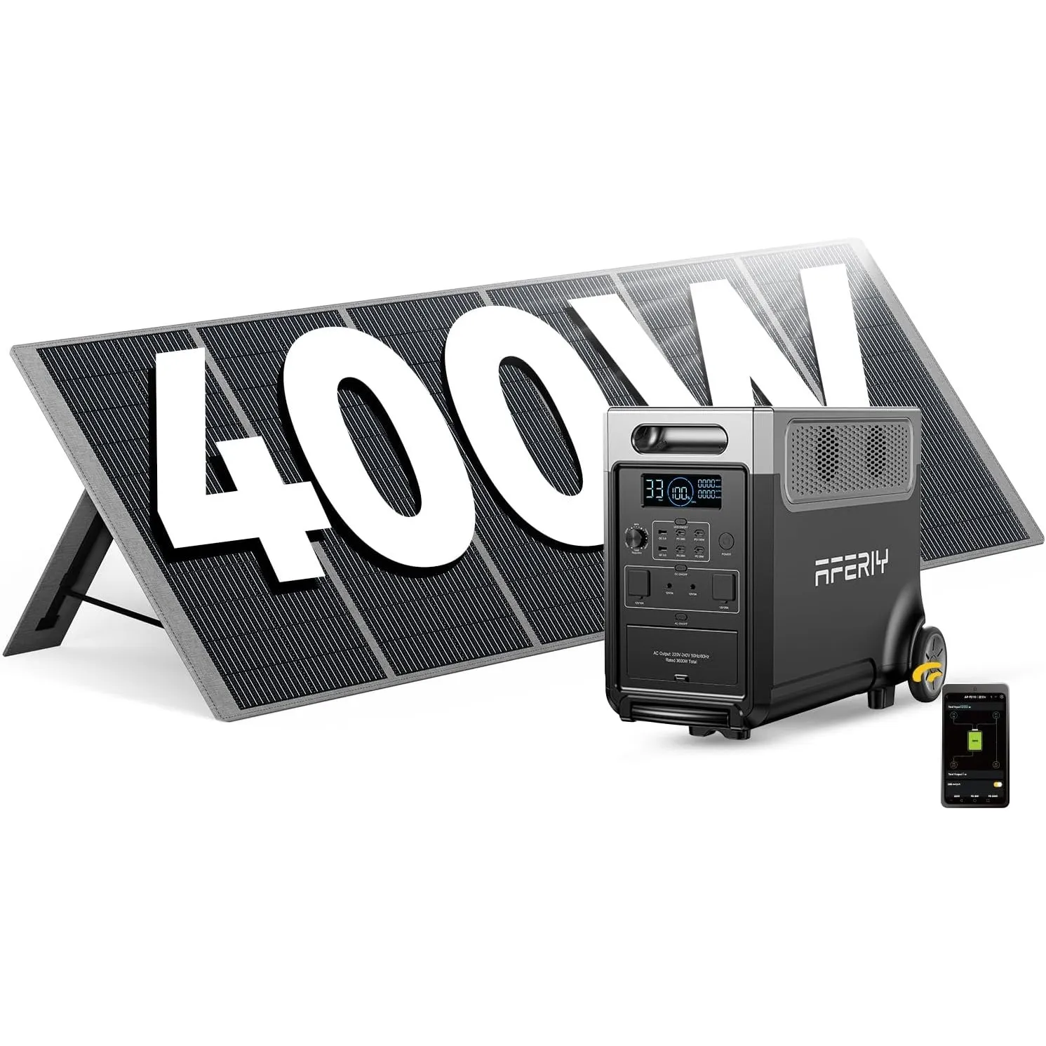 AFERIY 3600W3840Wh Solargenerator mit 400W Solarpanel, Erweiterbar 11520Wh