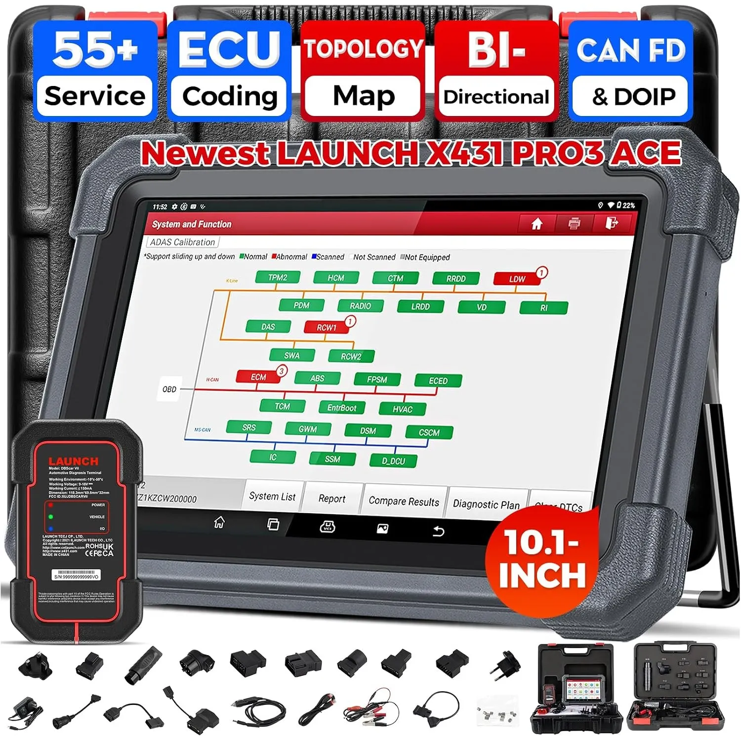 LAUNCH X431 PRO3 ACE OBD2 Diagnosegerät Professionelle ECU Codierung (3s')