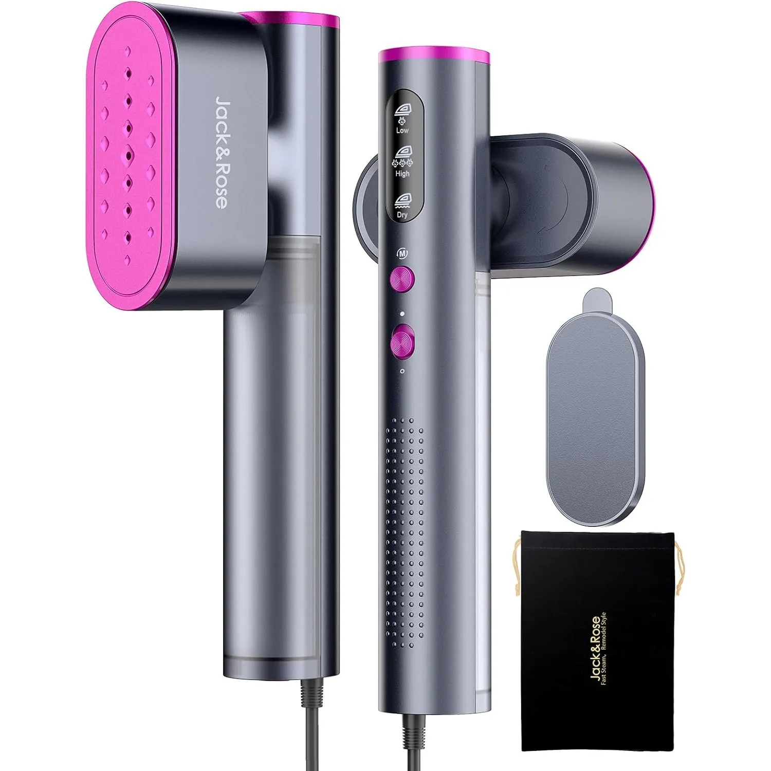 Jack&Rose Dampfglätter, 2 in 1 Reise Steamer mit 110-240V Dual Voltage