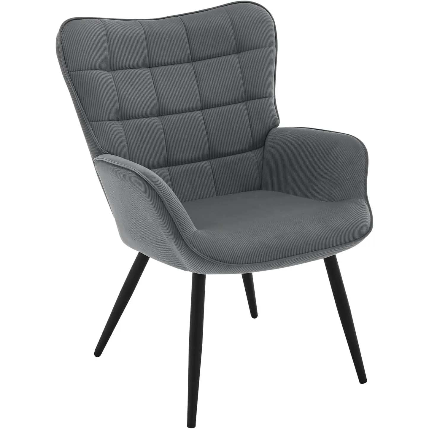 WOLTU Ohrensessel modern, Sessel Wohnzimmer, mit Metallbeinen, Dunkelgrau