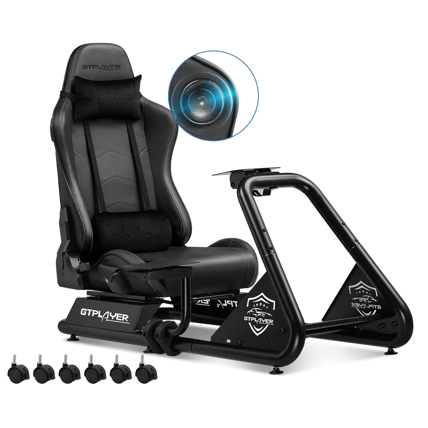 GTPLAYER Simulator Cockpit, SIM Racing Cockpit, rennsimulator lenkradständer mit Lautsprechern, Lenkrad und Pedalablage