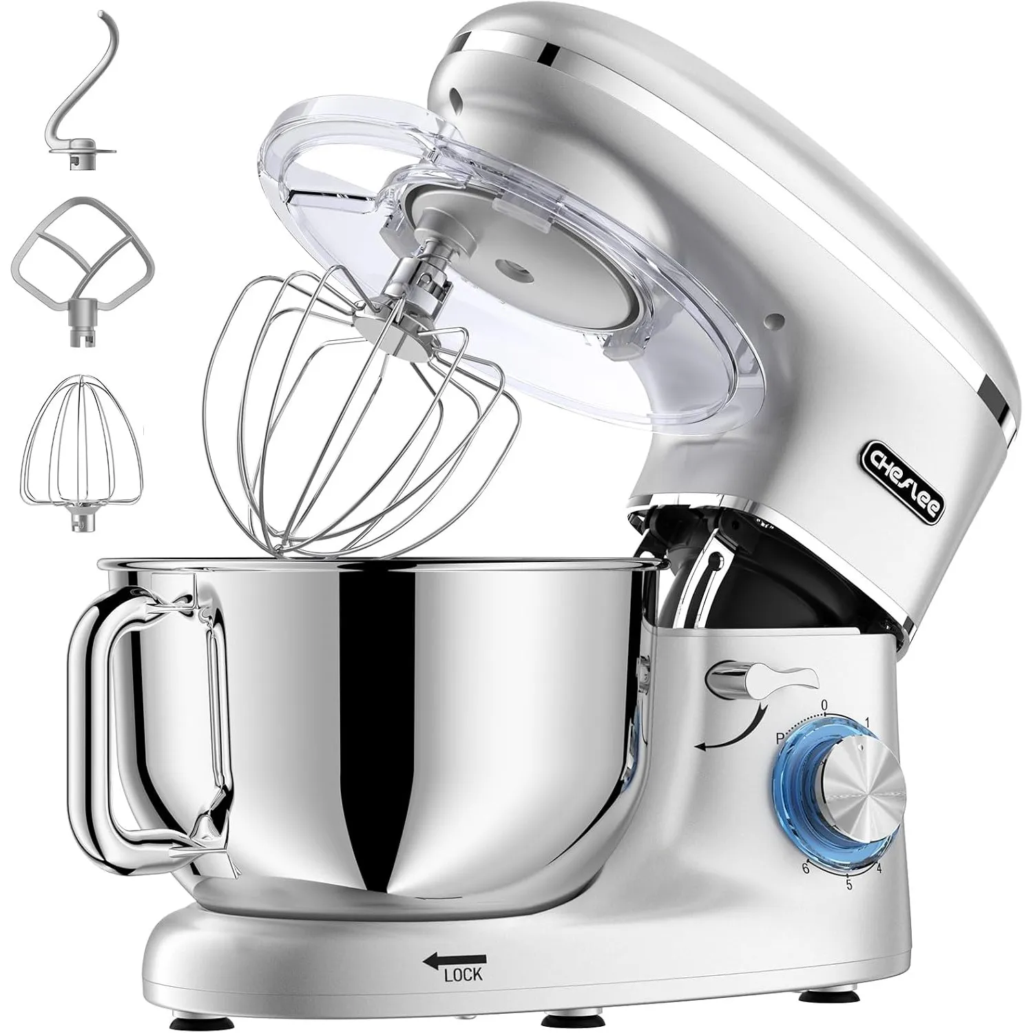 CHeflee Küchenmaschine Teigmaschine 2000W Knetmaschine,Mit 6.2L EdelstahlschüSsel,6 Geschwindigkeit Reduzierte GeräUsch…