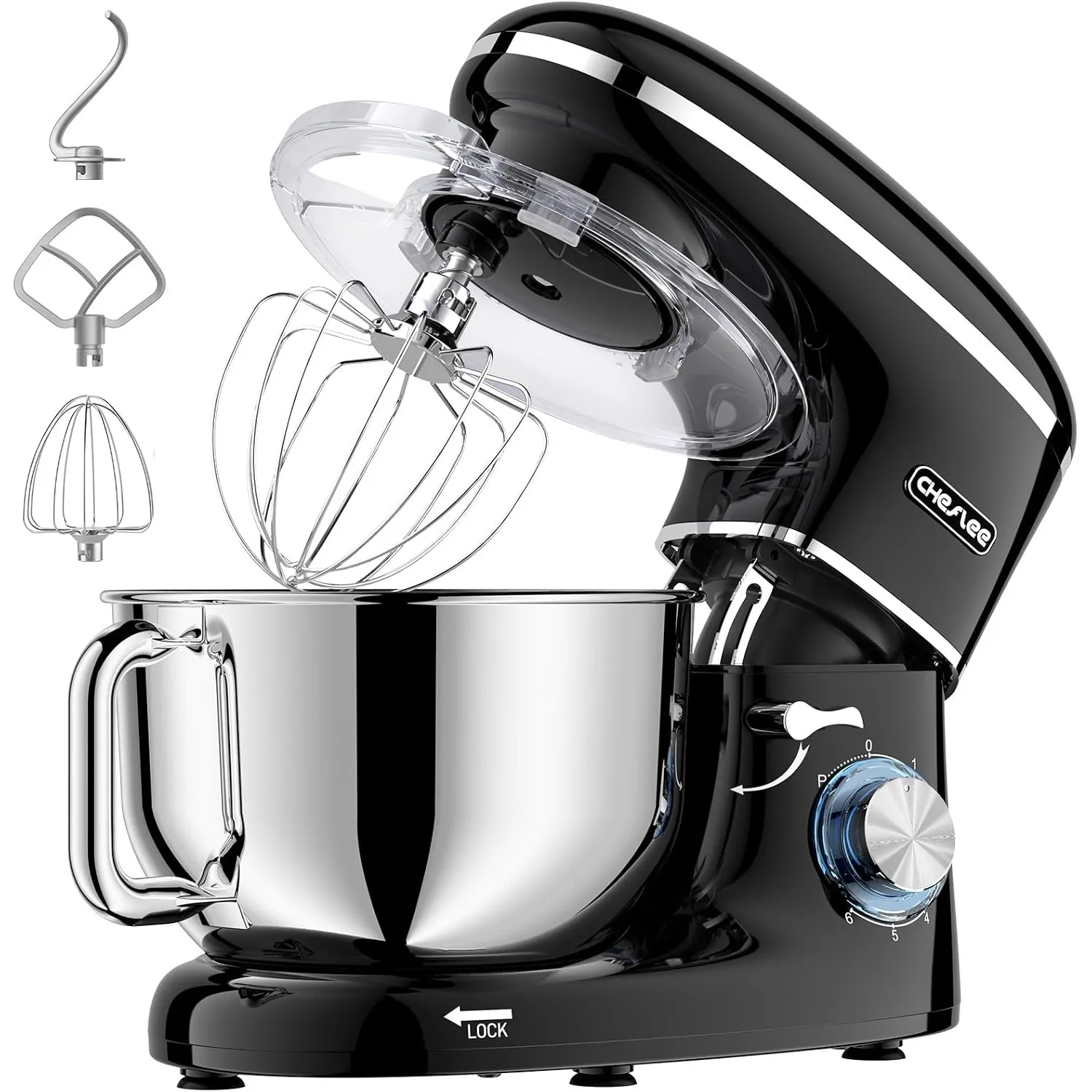 CHeflee Küchenmaschine Teigmaschine 2000W Knetmaschine,Mit 6.2L EdelstahlschüSsel,6 Geschwindigkeit Reduzierte GeräUsch…