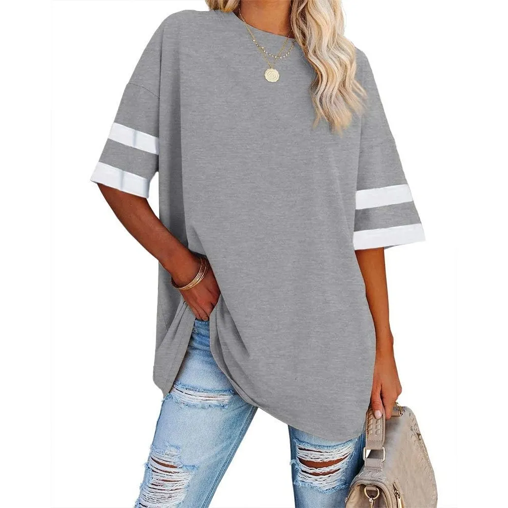 Ebifin Damen Oversize T Shirt Rundhals Kurzärmeliges Tops Casual Lockere Basic Sommer Tee Shirts Bluse.
