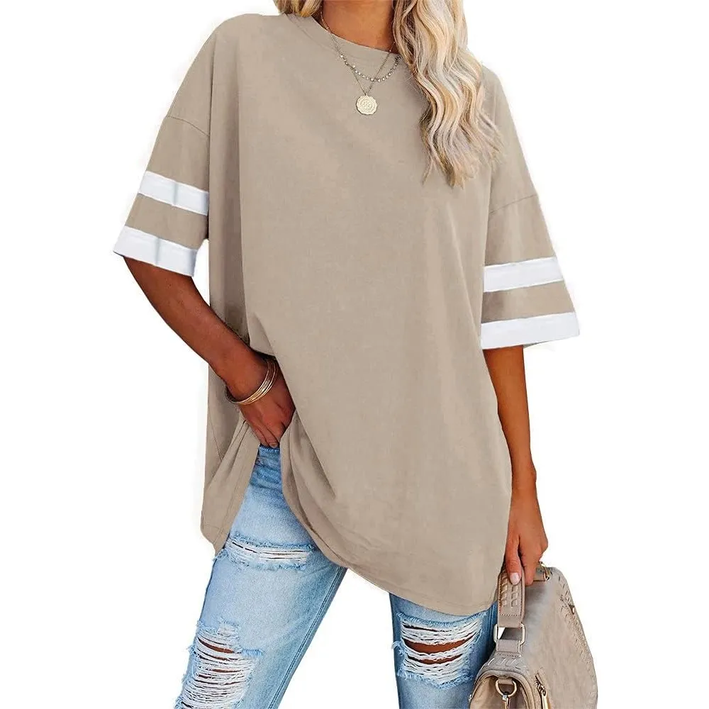 Ebifin Damen Oversize T Shirt Rundhals Kurzärmeliges Tops Casual Lockere Basic Sommer Tee Shirts Bluse.