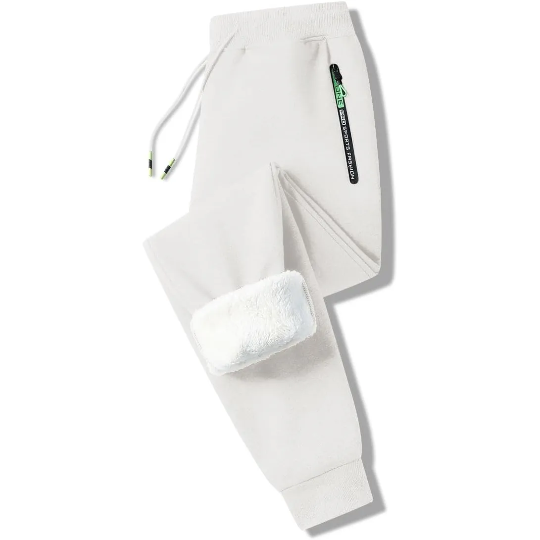 ZOXOZ Jogginghose Herren Baumwolle Sherpa Gefüttert Warme Winter Fleece Traininghose Sporthose