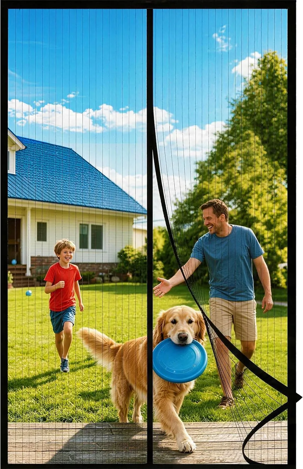 HOWIN Magnetic Fly Curtain Balcony Door, Fly Screen Patio Door, No Drilling, 120 x 200 cm, Mosquito Net Door, Fly Prote…
