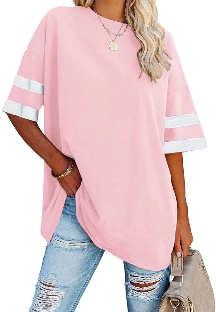 Ebifin Women's Oversize T-Shirt Crew Neck Short-Sleeve Tops, Casual Loose Basic Summer Tee Shirts, Blouse