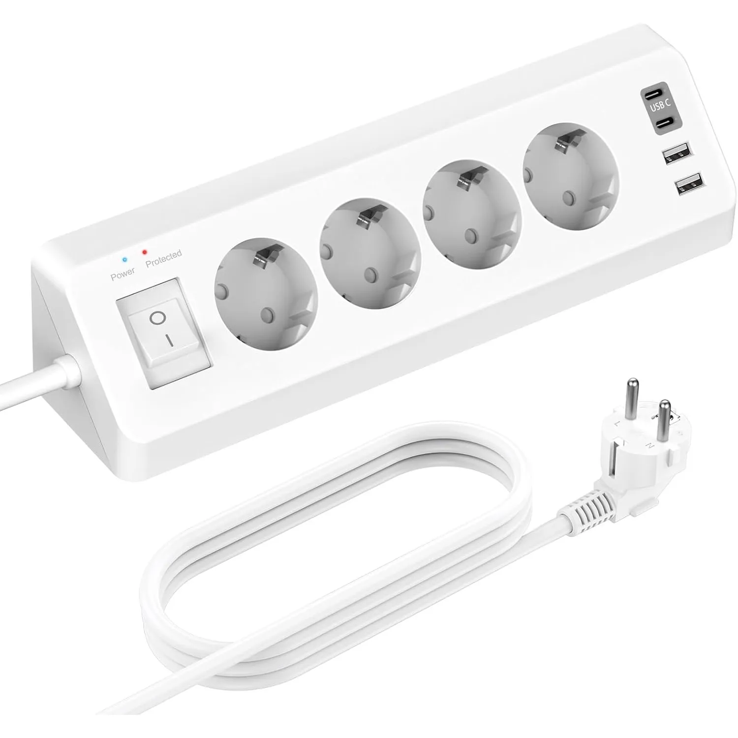 4 Fach Steckdosenleiste mit USB C