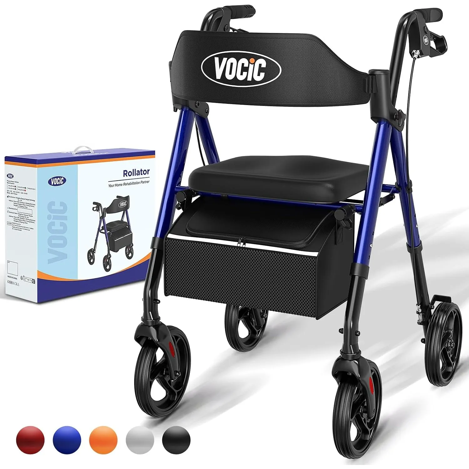 VOCIC Rollator Faltbar und Leicht mit Sitz, Rollatoren Schmal für Wohnung