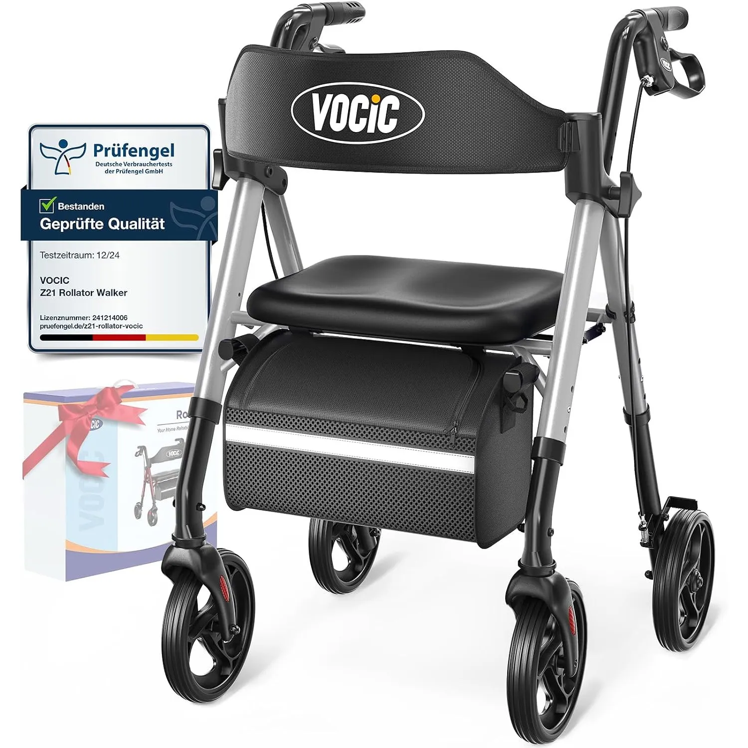 VOCIC Rollator Faltbar und Leicht mit Sitz, Rollatoren Schmal für Wohnung