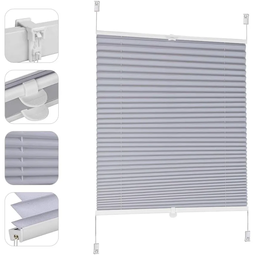 Sekey Plissee ohne Bohren Verdunkelung, Fenster Plissee Klemmfix Jalousie 80 cm breit, Verspannt Blickdicht Sonnenschut…