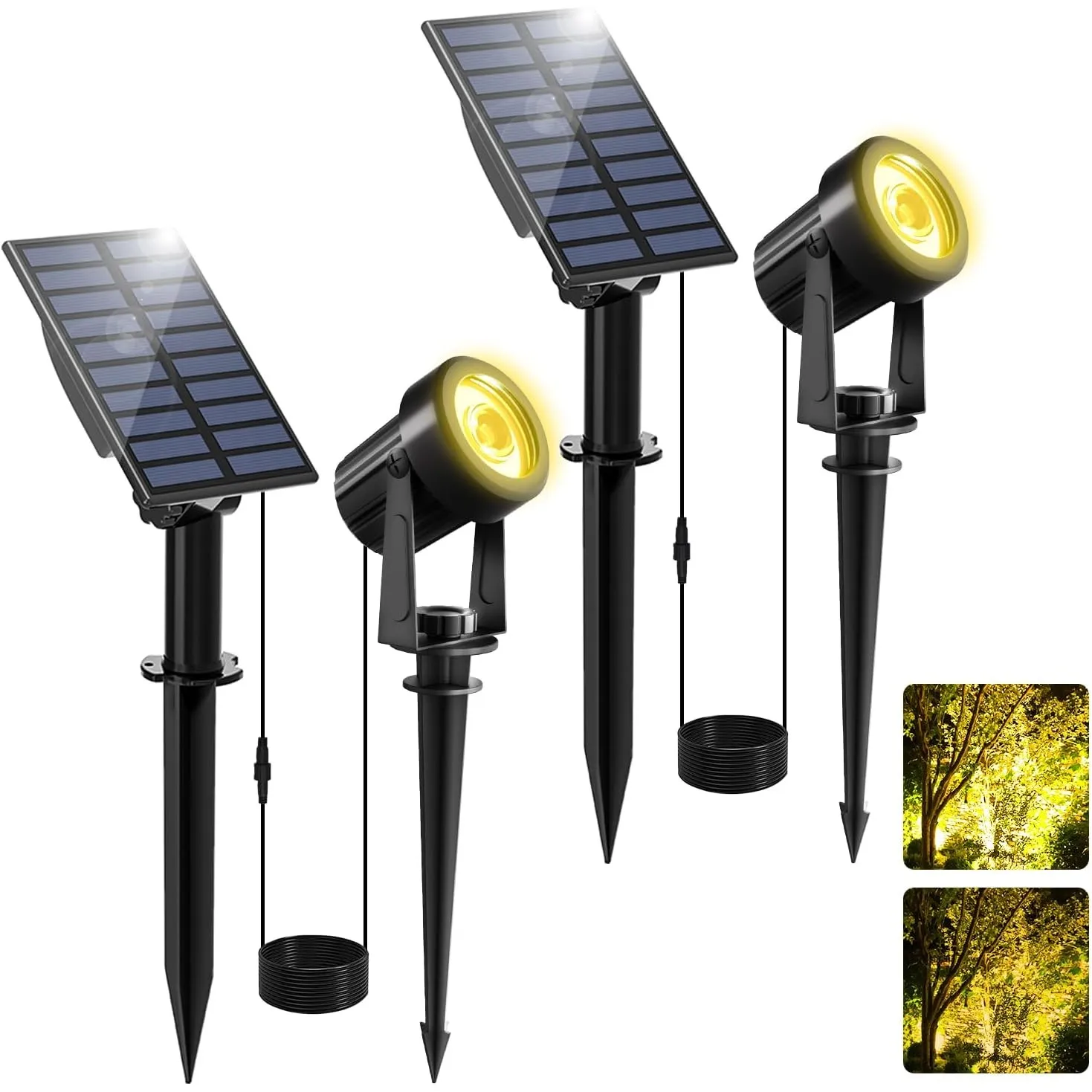 NATPOW Solar Gartenstrahler für Außen, 3000K Solarleuchte Garten, IP65 Wasserdichte, Auto-ON/OFF Außenwandleuchten Land…