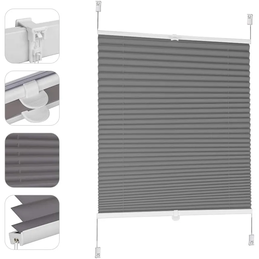 Sekey Plissee ohne Bohren Verdunkelung, Fenster Plissee Klemmfix Jalousie 65 cm breit, Verspannt Blickdicht Sonnenschut…