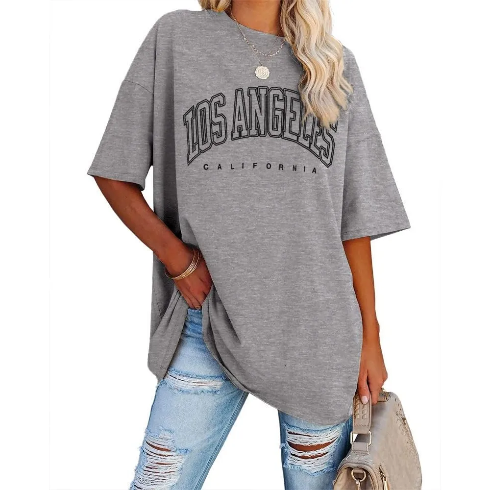 Ebifin Damen T Shirt Rundhals Oversize Vintage Oberteile | Los Angeles,Longshirt,Tunika,Sommer,Sport T Shirt,Basic,Baum…