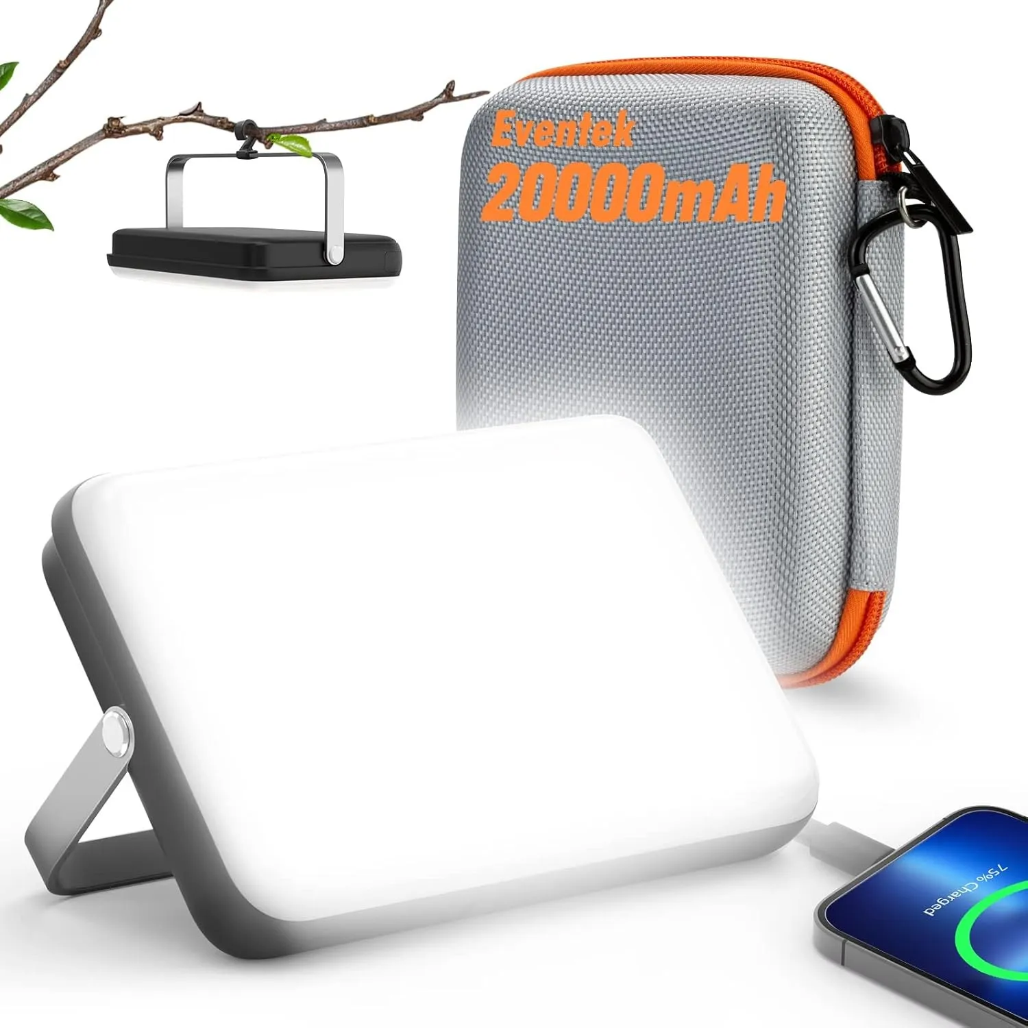 Eventek LED Campinglampe 4000LM【LUMEN Safe+】20000mAh Powerbank Aufladbar | IPX5 wasserdichte Zeltlampe dimmbar, Notfall…