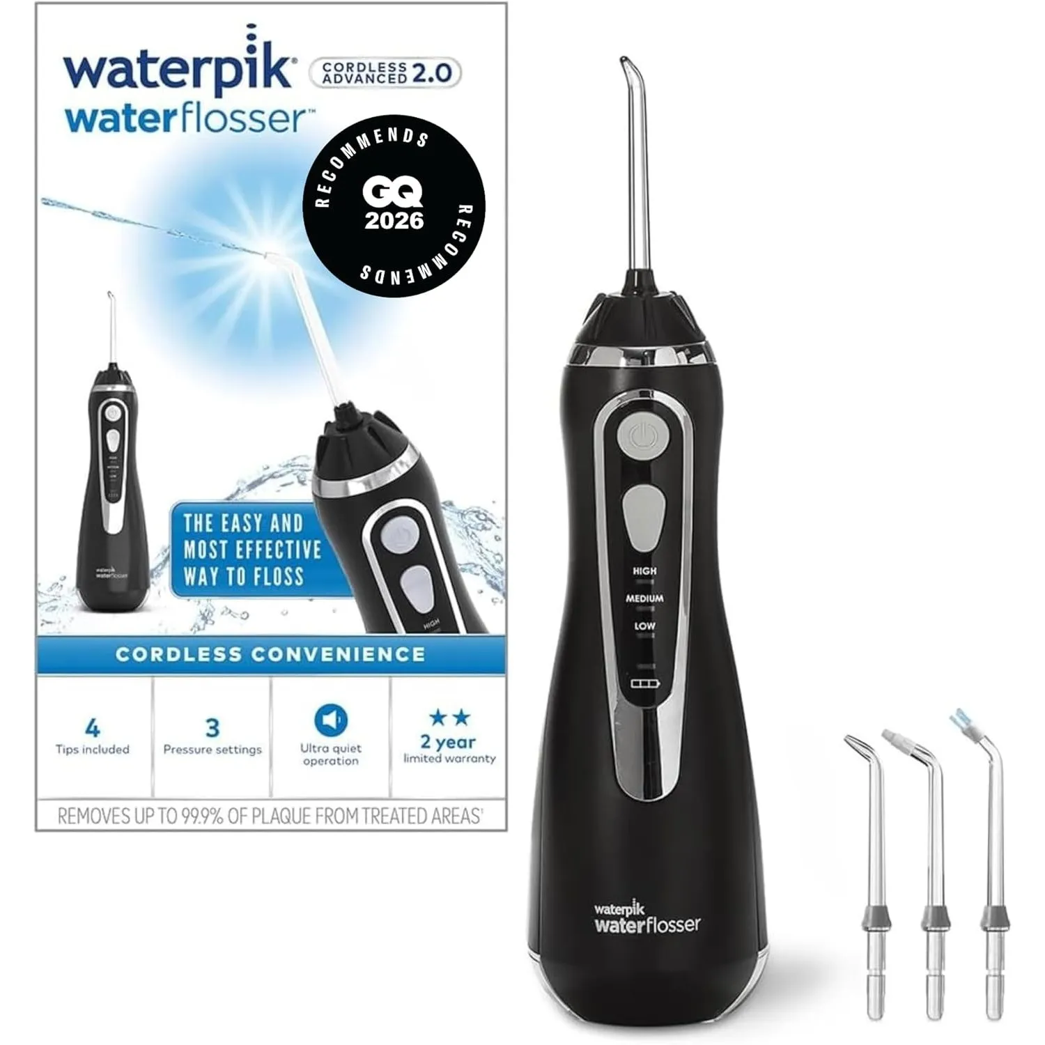 Waterpik Advanced Kabellose Munddusche, Testsieger 2026, 3 Druckstufen