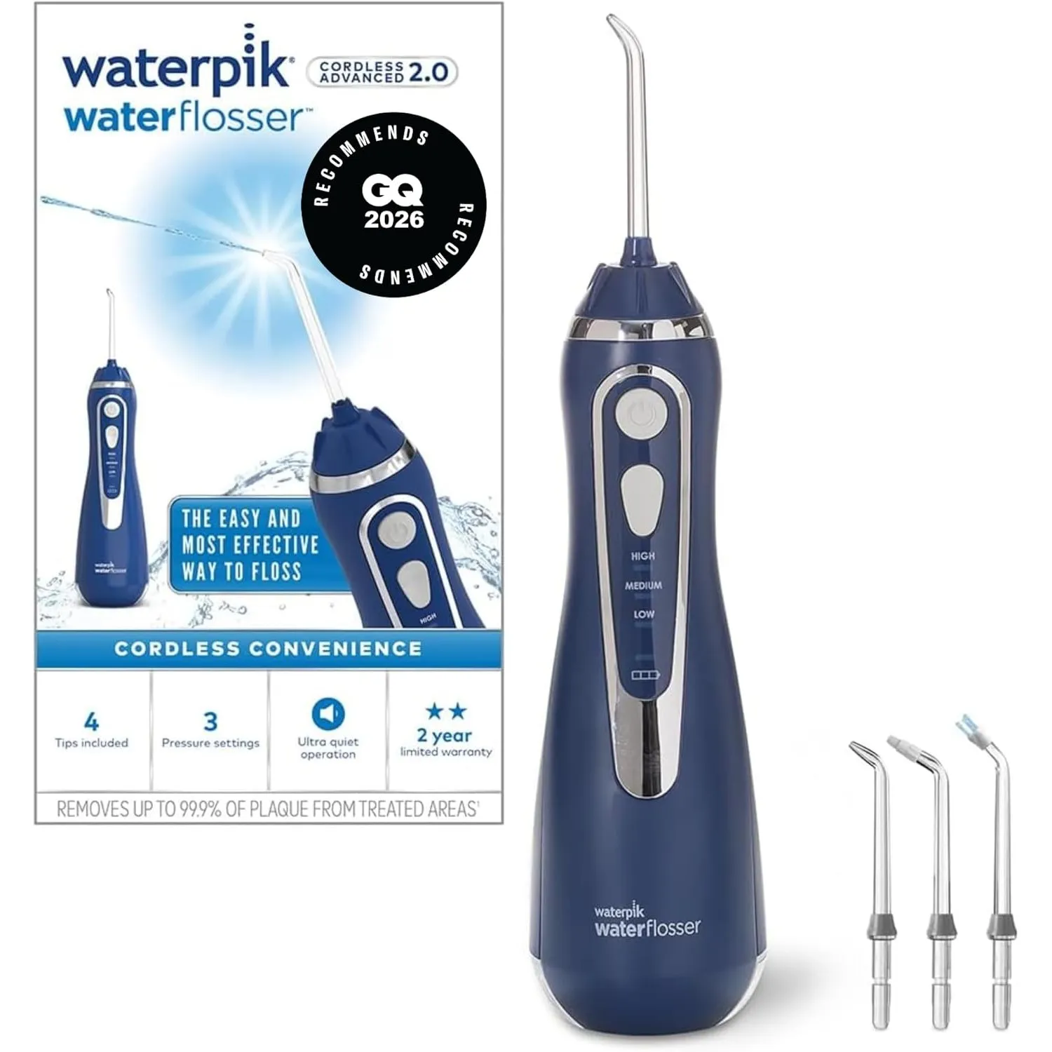 Waterpik Advanced Waterflosser kabellos, Testsieger 2024, Precision Pulse Technology, bis zu 99,9 Prozent Plaque Entfer…