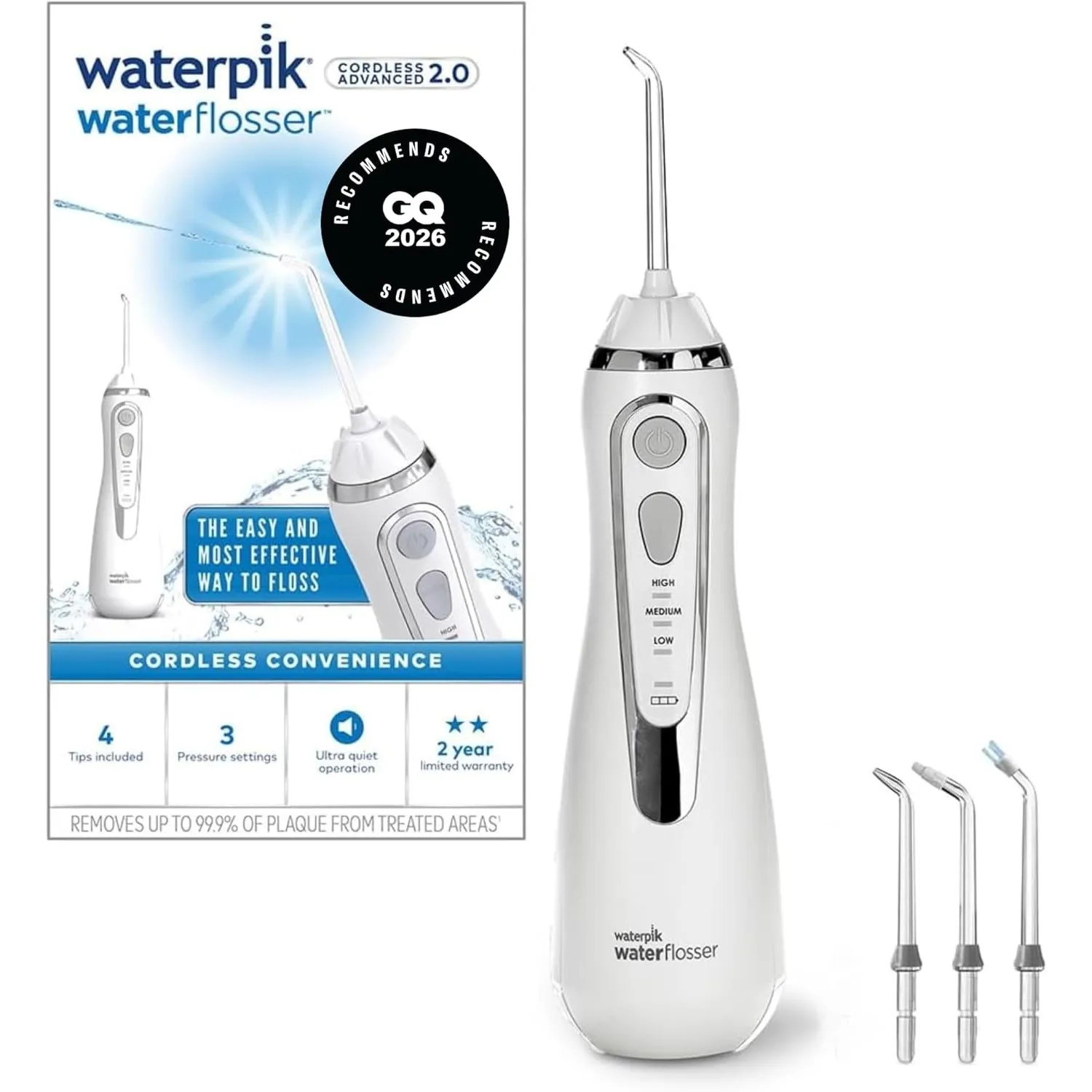 Waterpik Advanced Kabellose Munddusche, Testsieger 2026, 3 Druckstufen