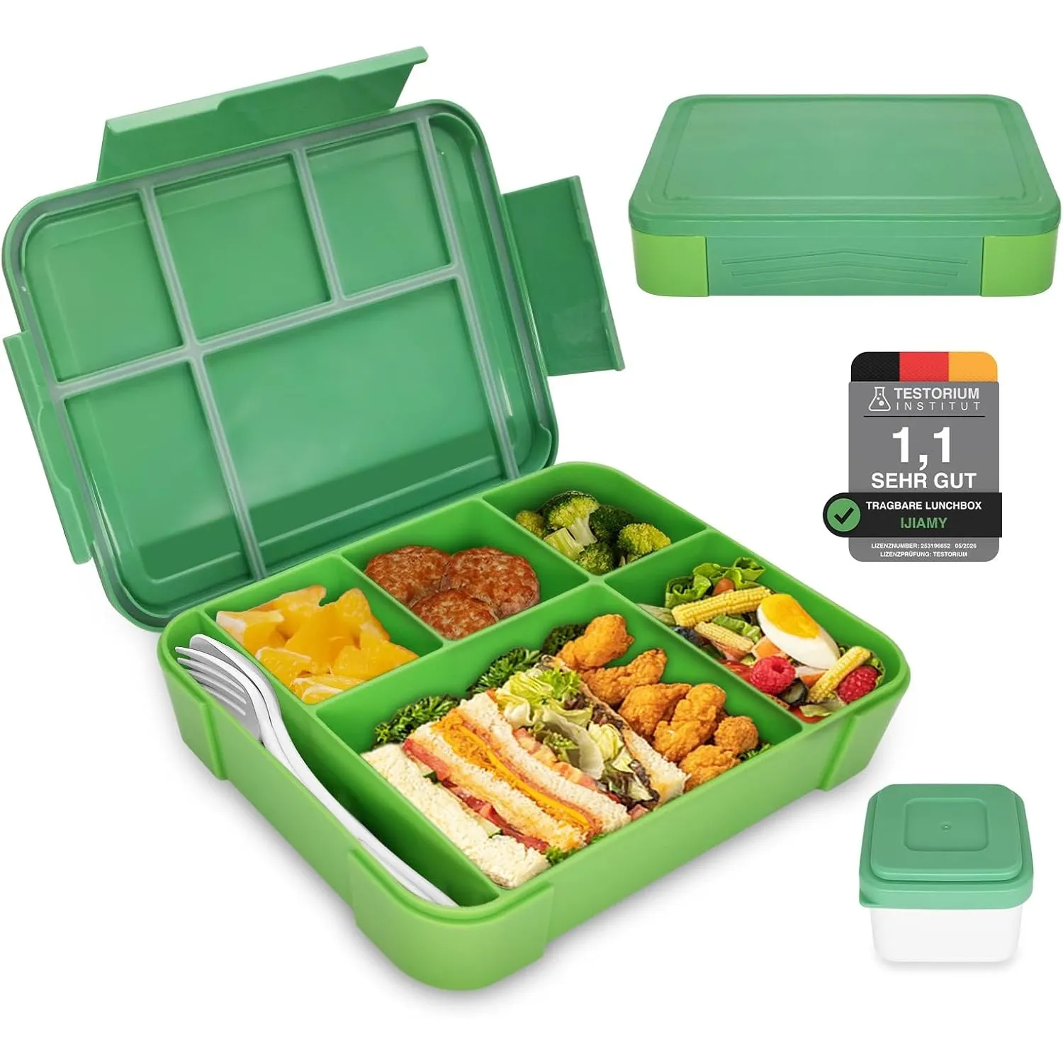 IJIAMY Brotdose Kinder mit Fächern, Bento Box Kinder, Auslaufsicher Lunchbox Kinder, Brotbox für Mädchen & Jungen, Snac…