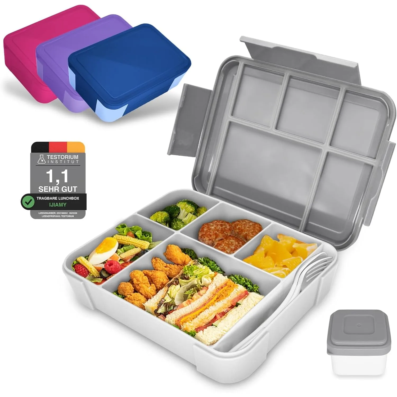 IJIAMY Brotdose Kinder mit Fächern, Bento Box Kinder, Auslaufsicher Lunchbox Kinder, Brotbox für Mädchen & Jungen, Snac…