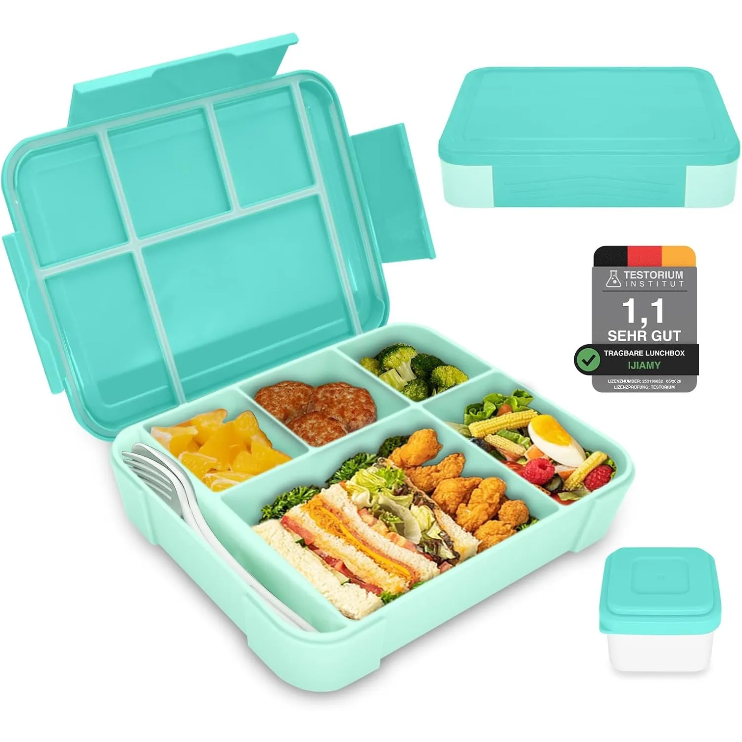 IJIAMY Brotdose Kinder mit Fächern, Bento Box Kinder, Auslaufsicher Lunchbox Kinder, Brotbox für Mädchen & Jungen, Snac…