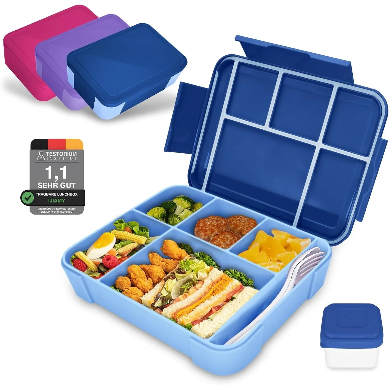 IJIAMY Brotdose Kinder mit Fächern, Bento Box Kinder, Auslaufsicher Lunchbox Kinder, Brotbox für Mädchen & Jungen, Snac…