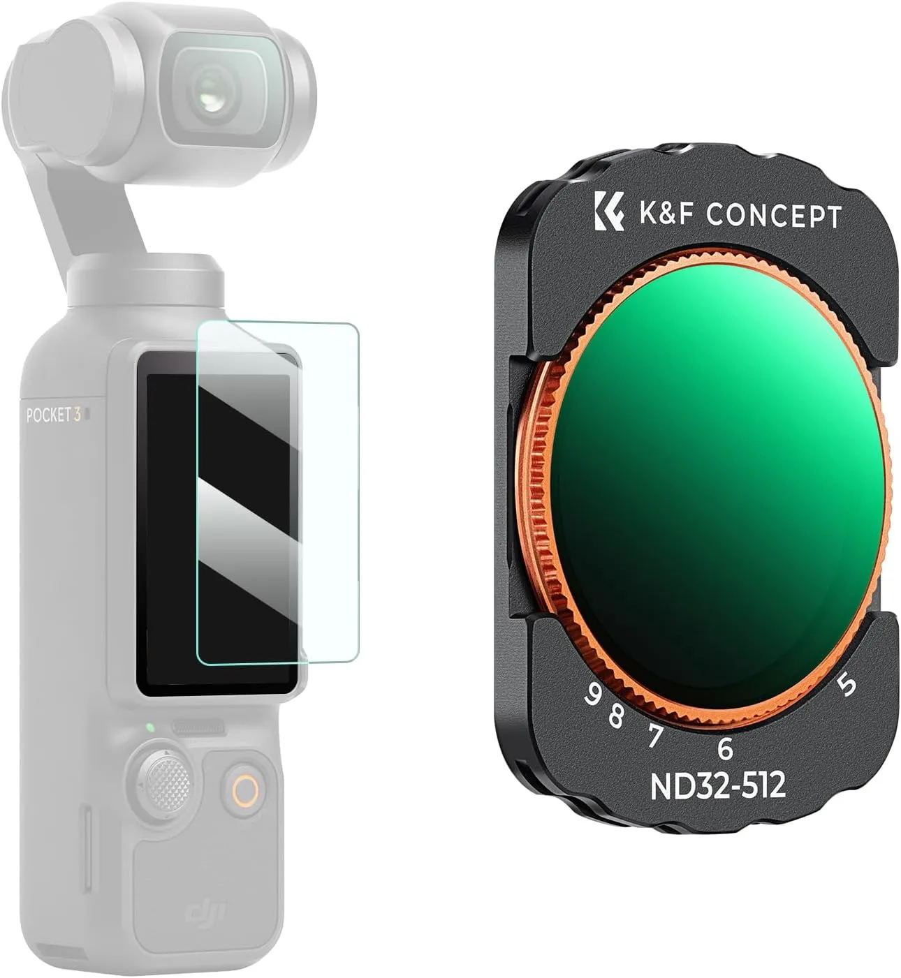 K&F CONCEPT Magnetic ND Filter, Compatible with DJI Osmo Pocket 3/4, Variable ND Filter ND32-ND512, 5-9 Aperture Levels…
