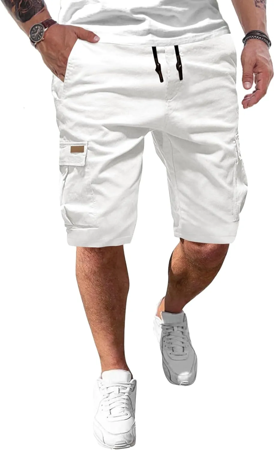 JMIERR Kurze Hosen Herren Baumwolle Cargo Shorts Herren Sommer Freizeithose mit Taschen