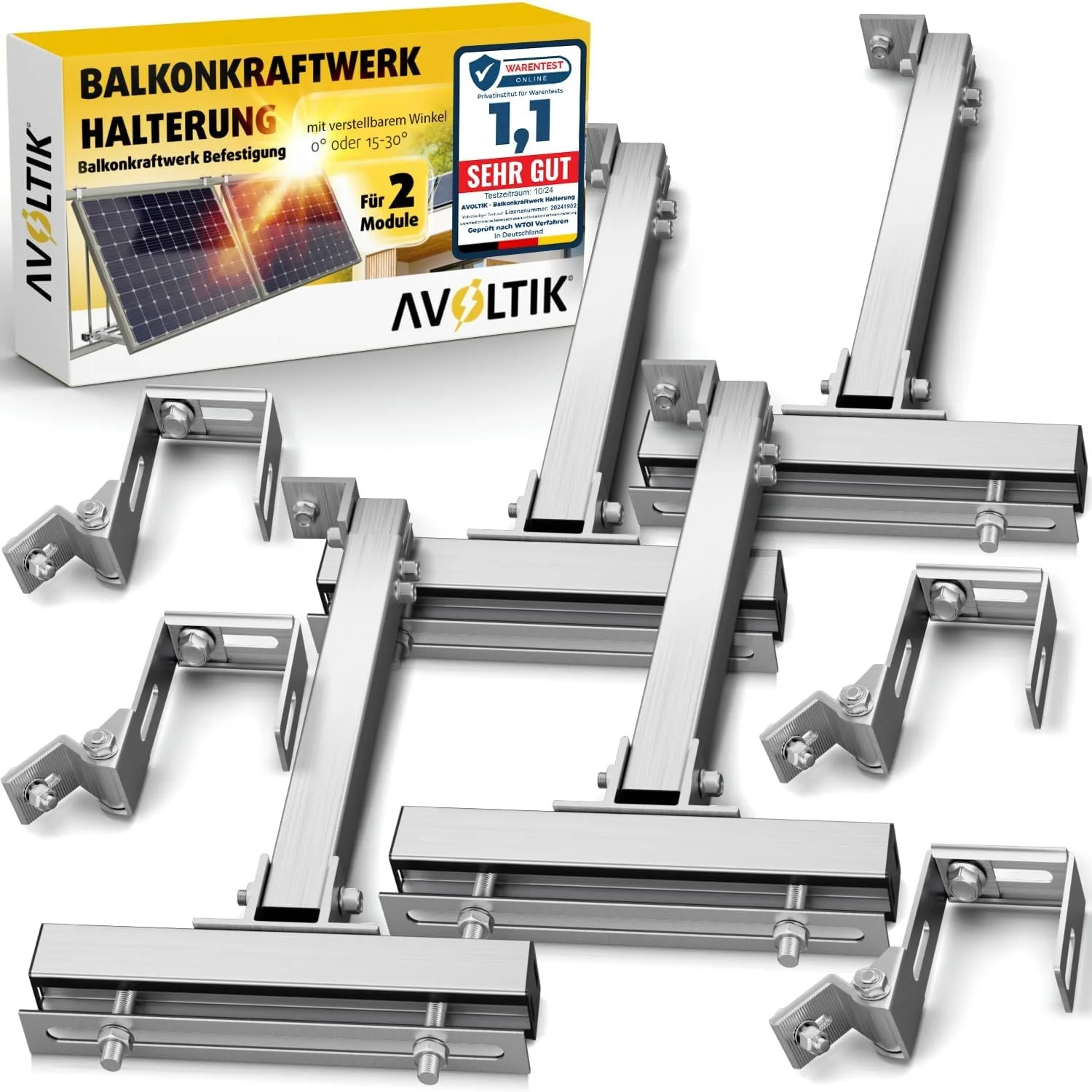 Avoltik 2X Balkonkraftwerk Halterung Balkon ECKIG für alle Solarpanel-Größen Solarmodul Halterung aus robustem Aluminiu…