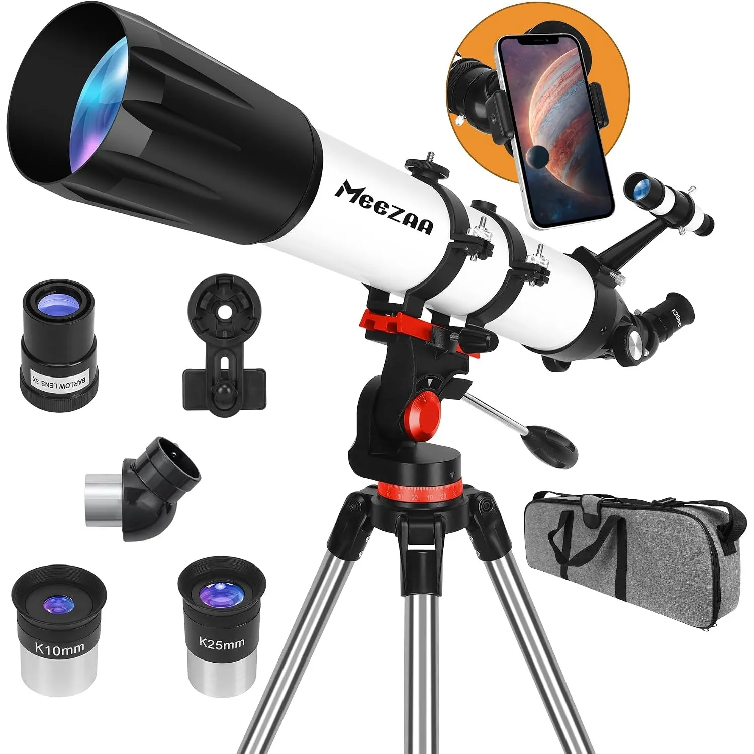 MEEZAA Teleskop, Teleskope für Erwachsene Astronomie Profi, 90mm Blende 800mm AZ Mount Refraktor Teleskop für Kinder un…