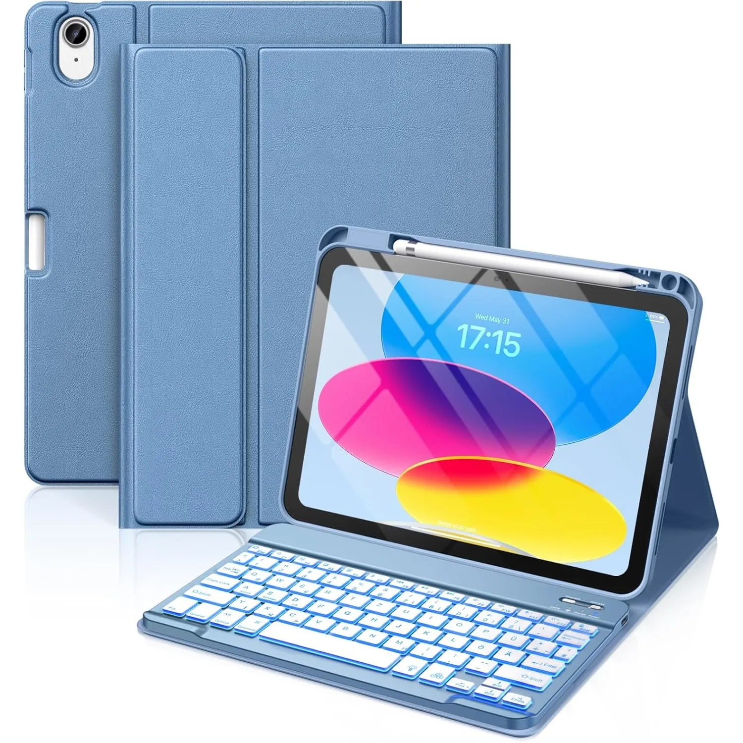 Vobafe Hülle mit Tastatur für iPad A16 11 10 Generation 2025/2022 11/10.9"