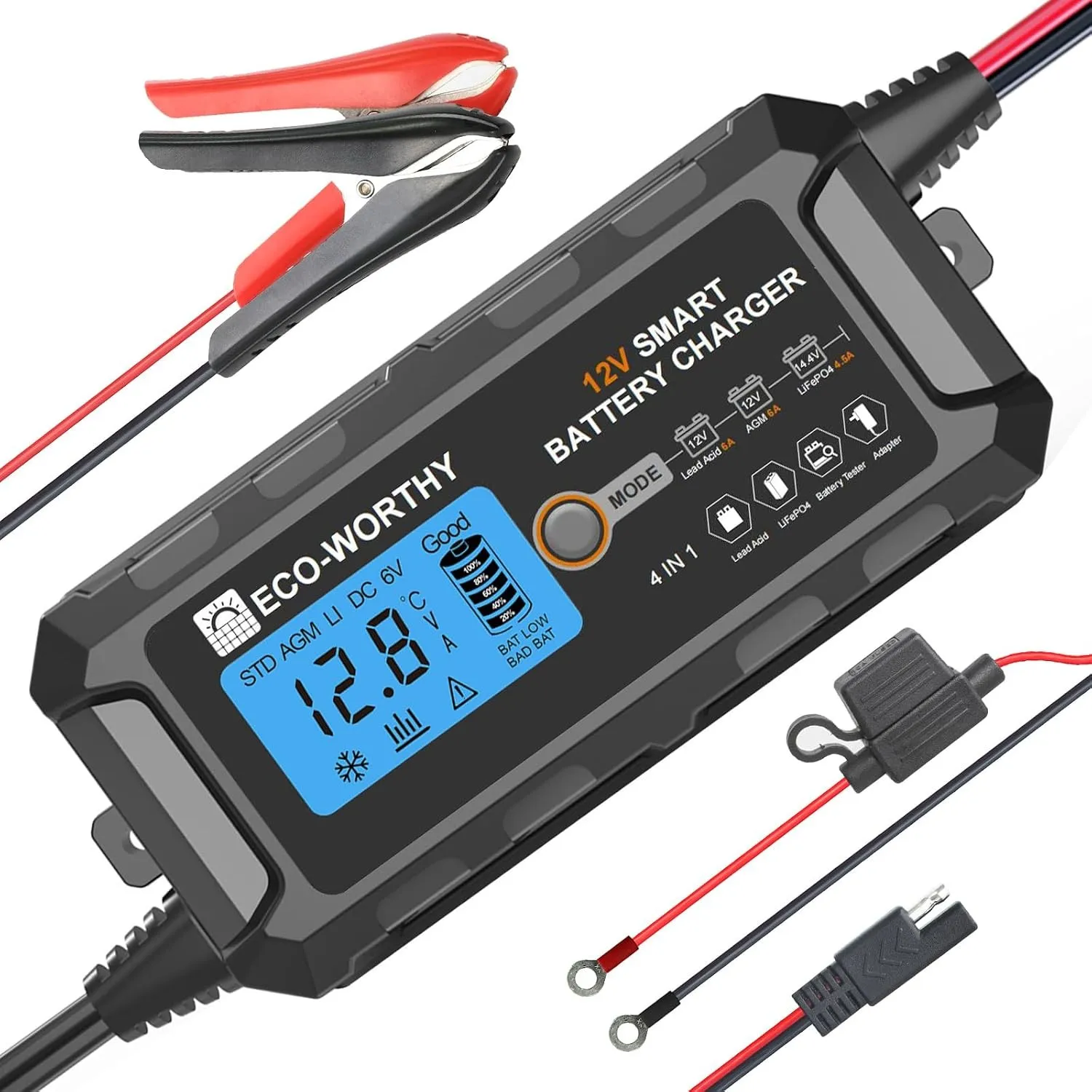 ECO-WORTHY LiFePO4 Ladegerät 12V 5A für autobatterien LKW Motorrad Boot