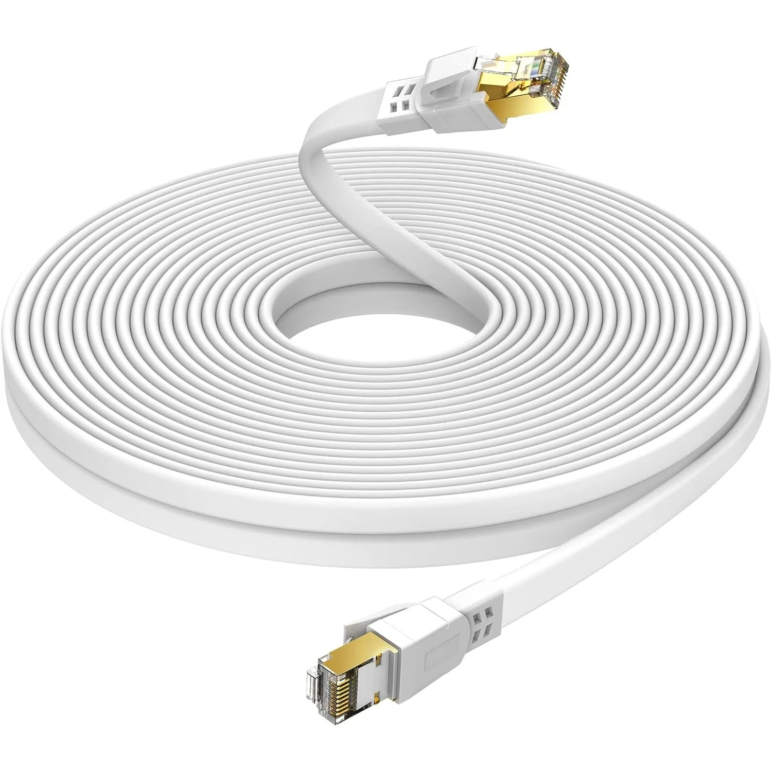 Ercielook CAT8 LAN Kabel 40m Hochgeschwindigkeit flach mit Metall RJ45 Stecker