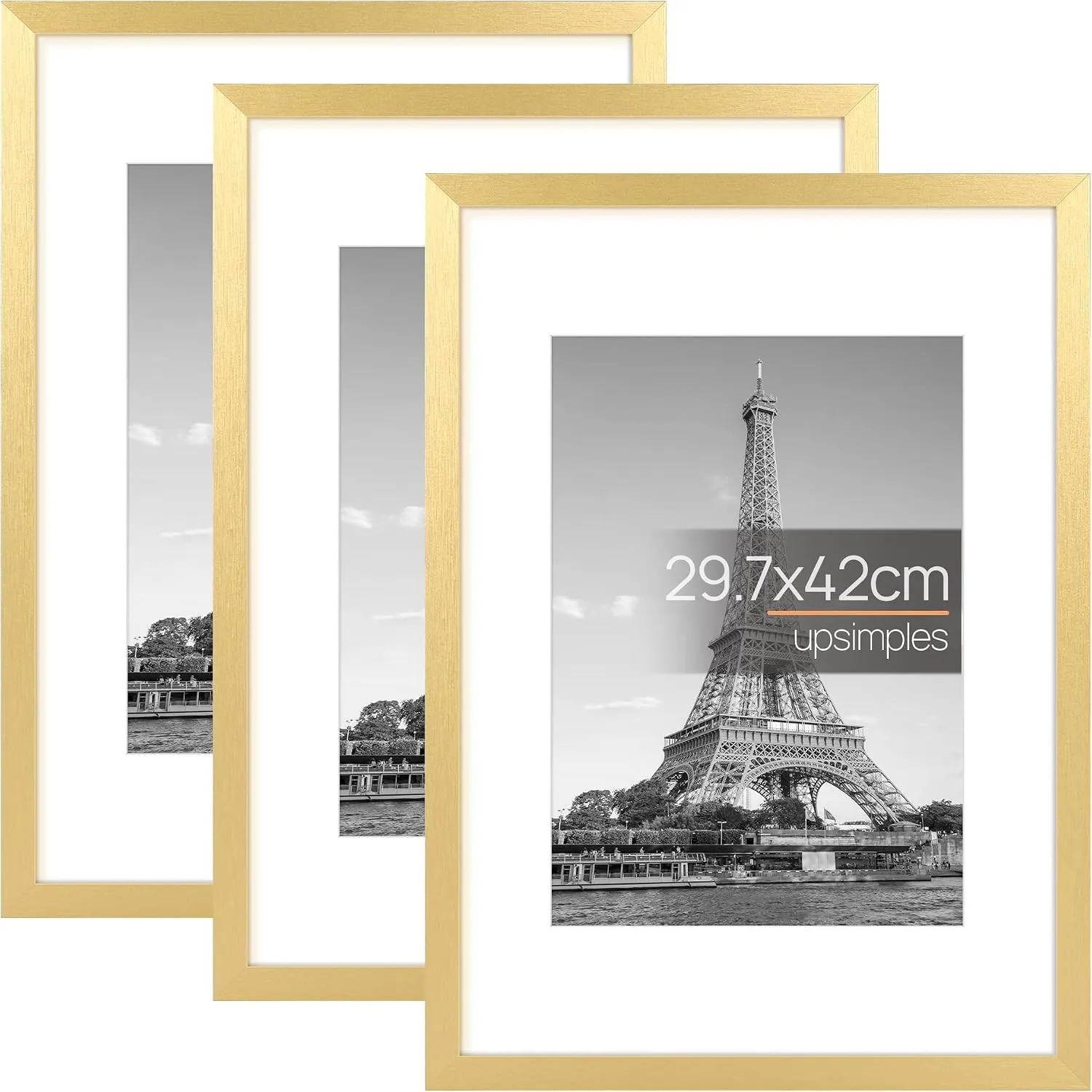 upsimples 3 Pack Bilderrahmen A3 Gold, Picture Frame für Hochzeit, Fotos