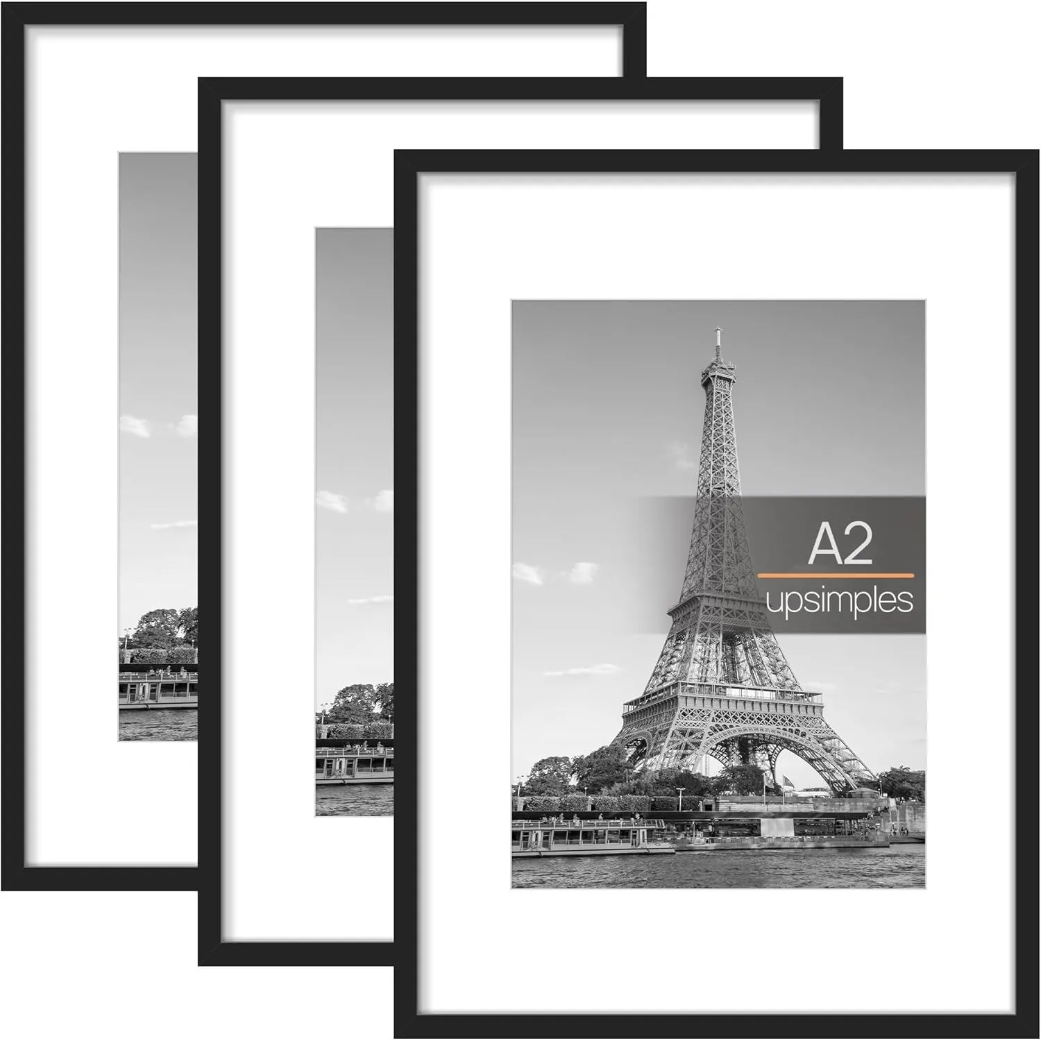 upsimples 3 Pack Bilderrahmen A2, Rahmen Schwarz, Picture Frame 42 x 59,4 cm