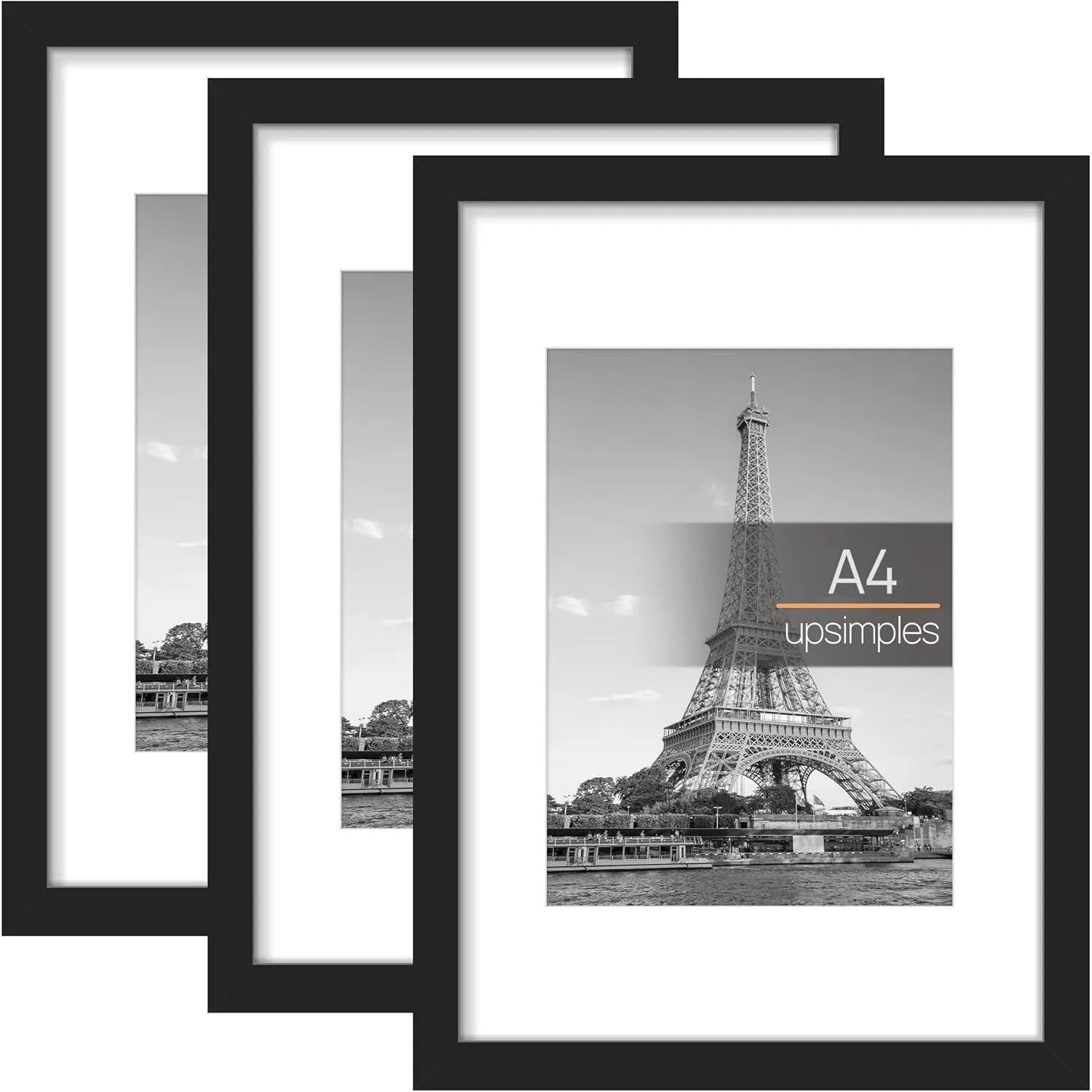 upsimples 3 Pack Bilderrahmen A4, Bilderrahmen Kinderzeichnungen A4，Picture Frame Schwarz für Fotos, Bilder, Poster