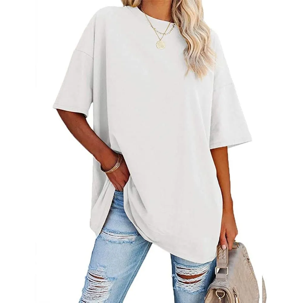 Ebifin Damen Oversize T Shirt Rundhals Kurzärmeliges Tops Casual Lockere Basic Sommer Tee Shirts Bluse.