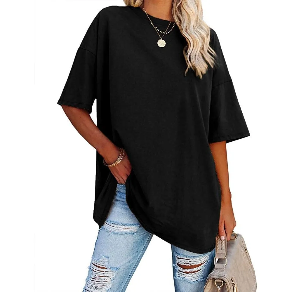 Ebifin Damen Oversize T Shirt Rundhals Kurzärmeliges Tops Casual Lockere Basic Sommer Tee Shirts Bluse.