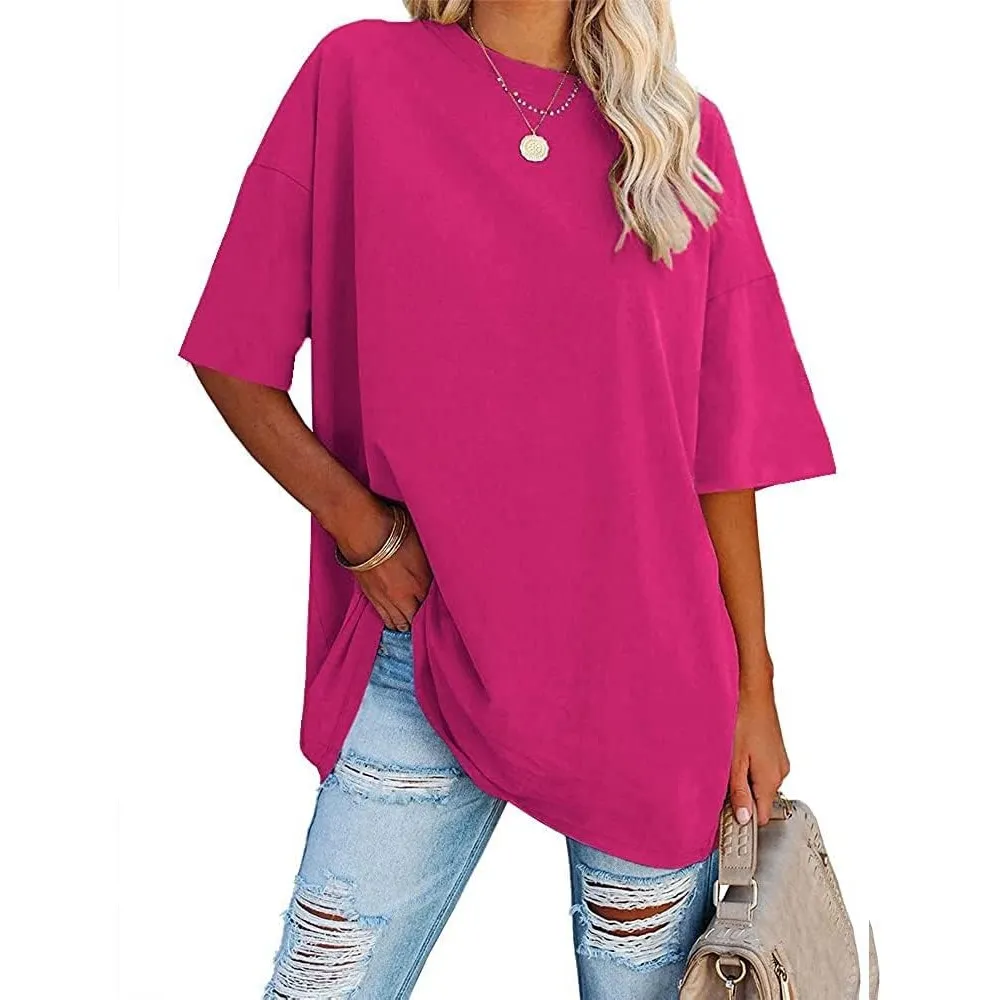 Ebifin Damen Oversize T Shirt Rundhals Kurzärmeliges Tops Casual Lockere Basic Sommer Tee Shirts Bluse.
